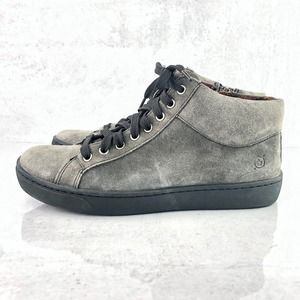 Born Swanson Women's Size 7.5 M Shoes Gray Suede Lace Up Zip Ankle Booties